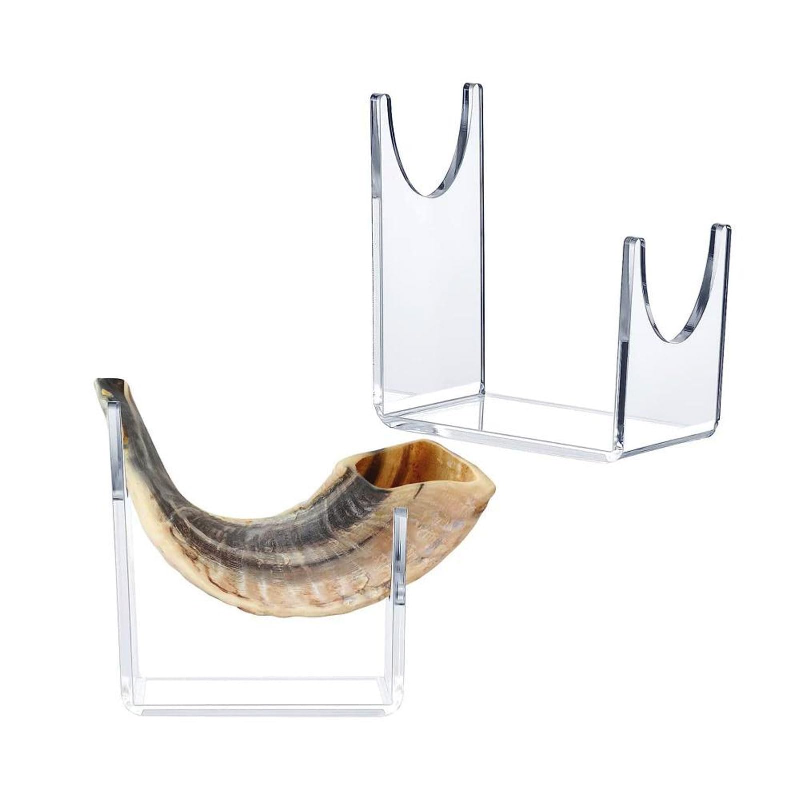 NYSUZHOUJI 2pcs Acrylic Shofar Stand Clear Transparent Shofar Stand Sturdy Shofar Holder for Home Office Decor