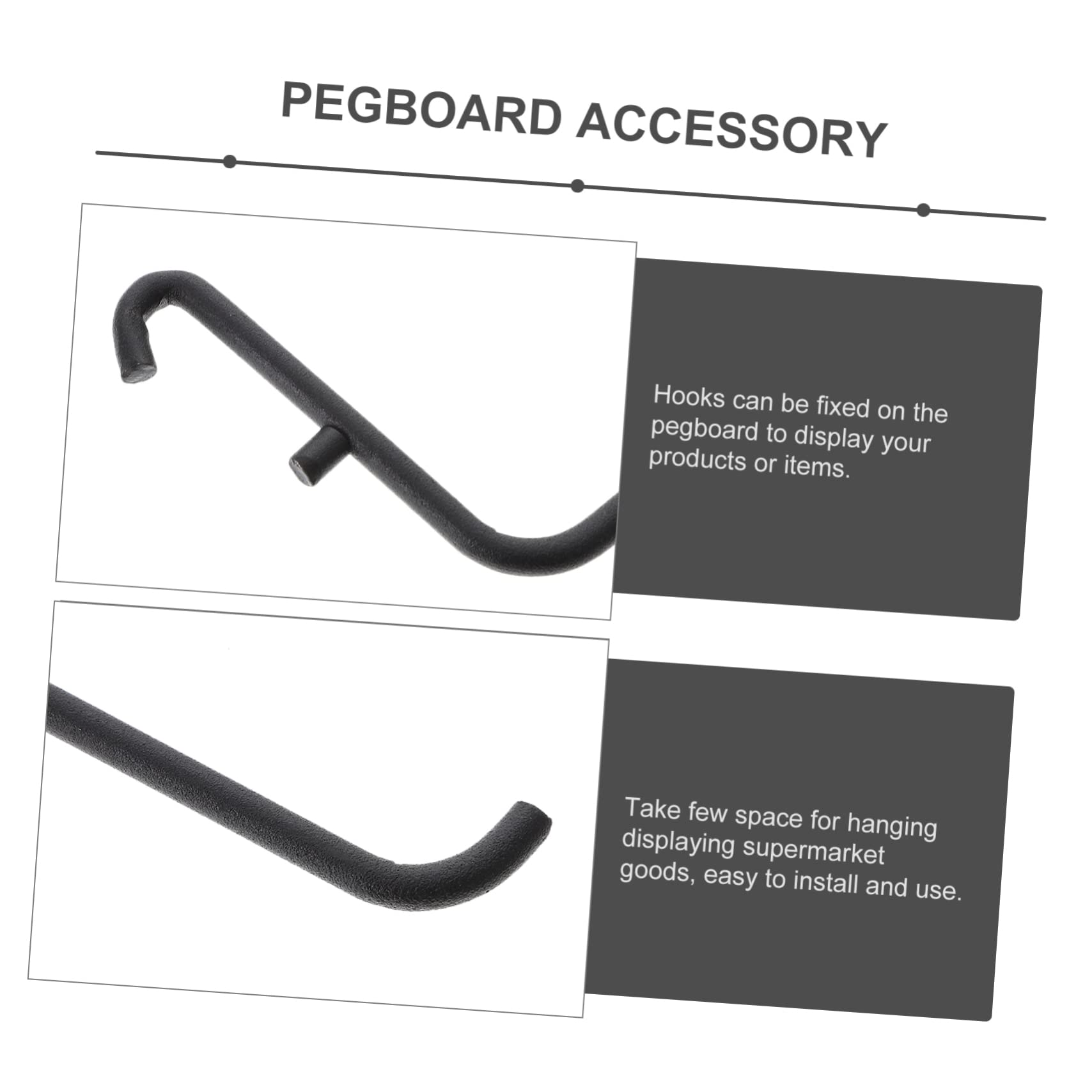 FUNOMOCYA Sturdy Metal Pegboard Hooks 2 Pack Supermarket Shelf Hook for Wall Pegboard Organizer