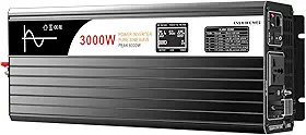xijia DC 24 V AC 220 V 60 Hz Onda Senoidal Pura 3000 W Inversor de Energia Solar Com Interruptor Remoto e Partida Suave Para Casa DC24V (faixa 20V-30V) 3000W Preto (220V CA, 24V CC)