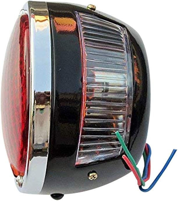 Vintage Hot Rod Tail Lights 2X Rear Lights tail lights assembly | Black Body | Chrome Ring | Red/Amber Lens with 12v Bulbs Suitable for Model A Car & DODGE Trucks, Pickup Duolamp Tail Light