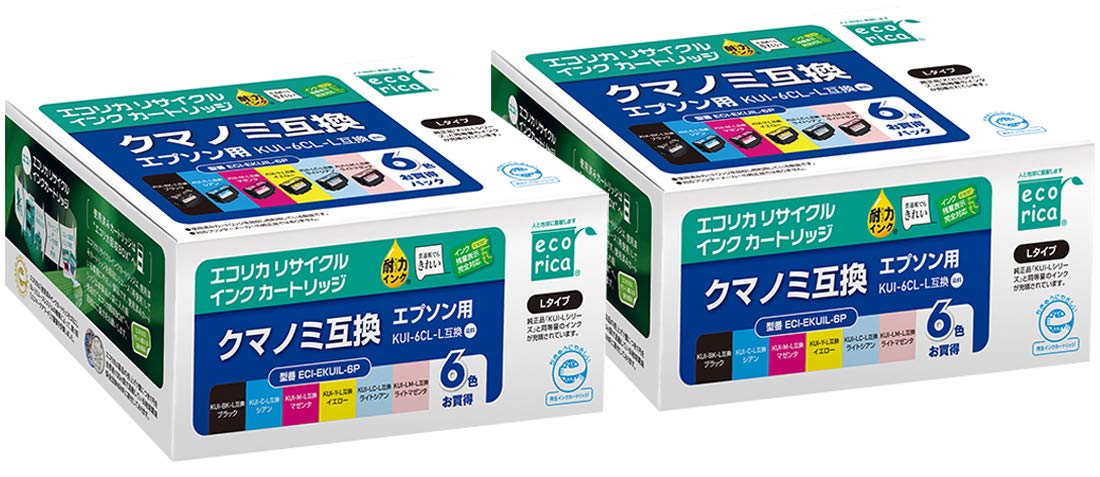 Amazon.co.jp: ecorica KUI-6CL-L リサイクルインクカートリッジ 6色