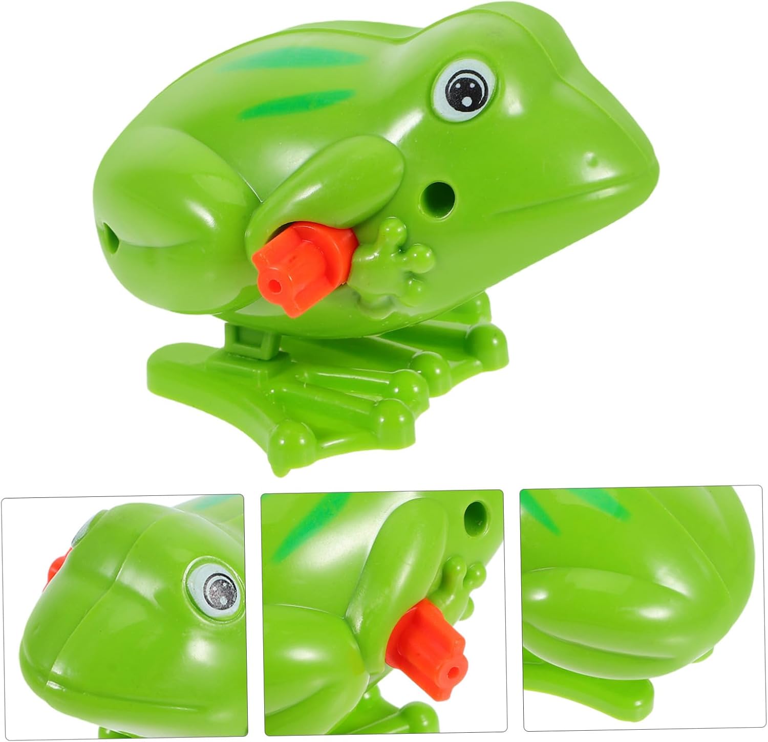 Toddmomy 3Pcs Plastic Clockwork Spring Frog Wind up Toy for Kids | Green Set, No Battery Required, Pull Spring Action, Fun Settings, Imagination Play, with Clockwork Spring Accessory