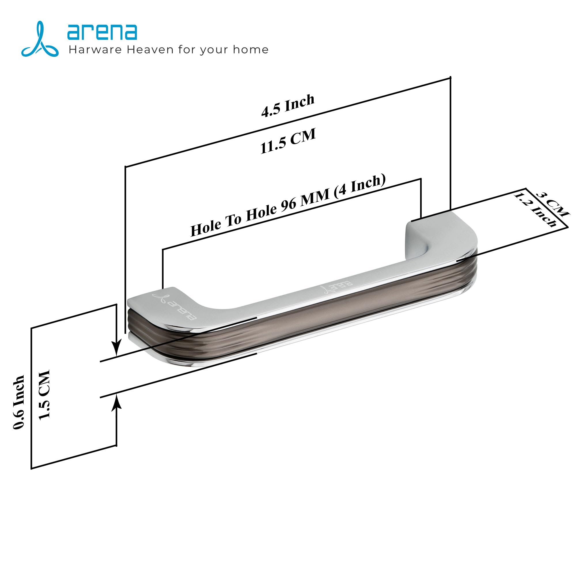 Grey & Chrome Cabinet Handles - 4 Pcs -2 Grey & Chrome Cabinet Handles - 4 Pcs -2