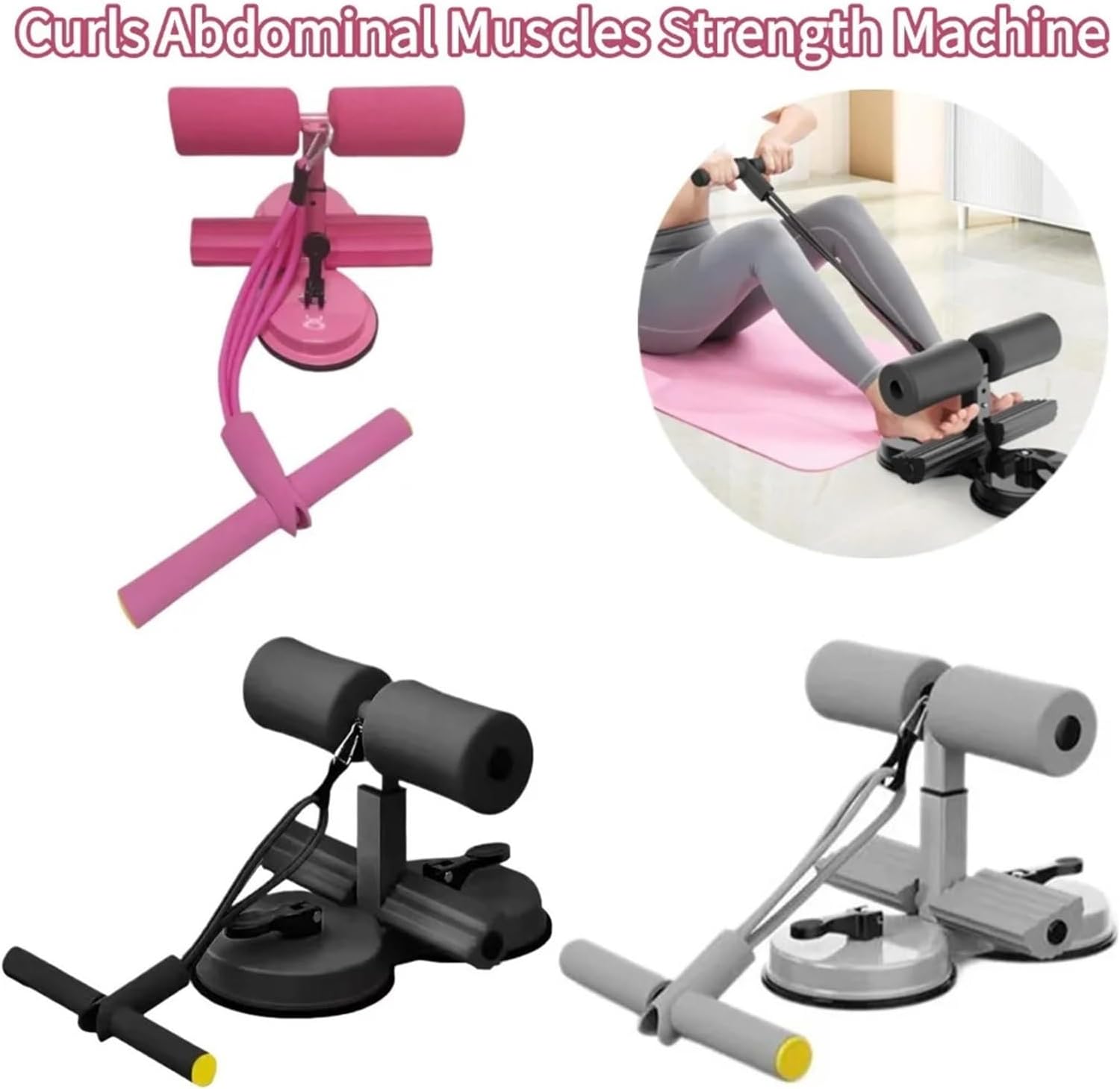 Sit Up Assist Device With Dual Suction Cups, Fixed Resistance Pull Rope, Household Abdominal Exercise Equipment