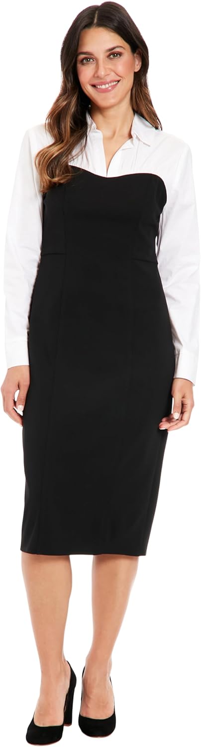 London Times Womens Mixed Media Sweetheart Sheath Dress