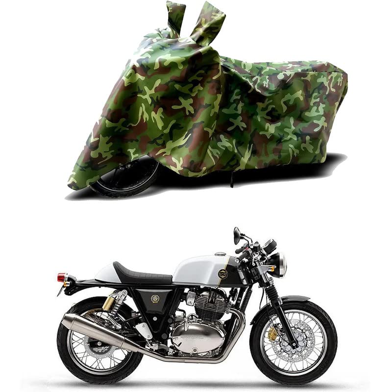 Image of 100% Water Resistant Bike Scooty Two Wheeler Body Cover Compatible For Royal Enfie Continental GT 650 BS6 /UV-Rays /Heat Protection /Birds Dropping /Scratchproof /Dust proof /Waterproof[Green MJ]