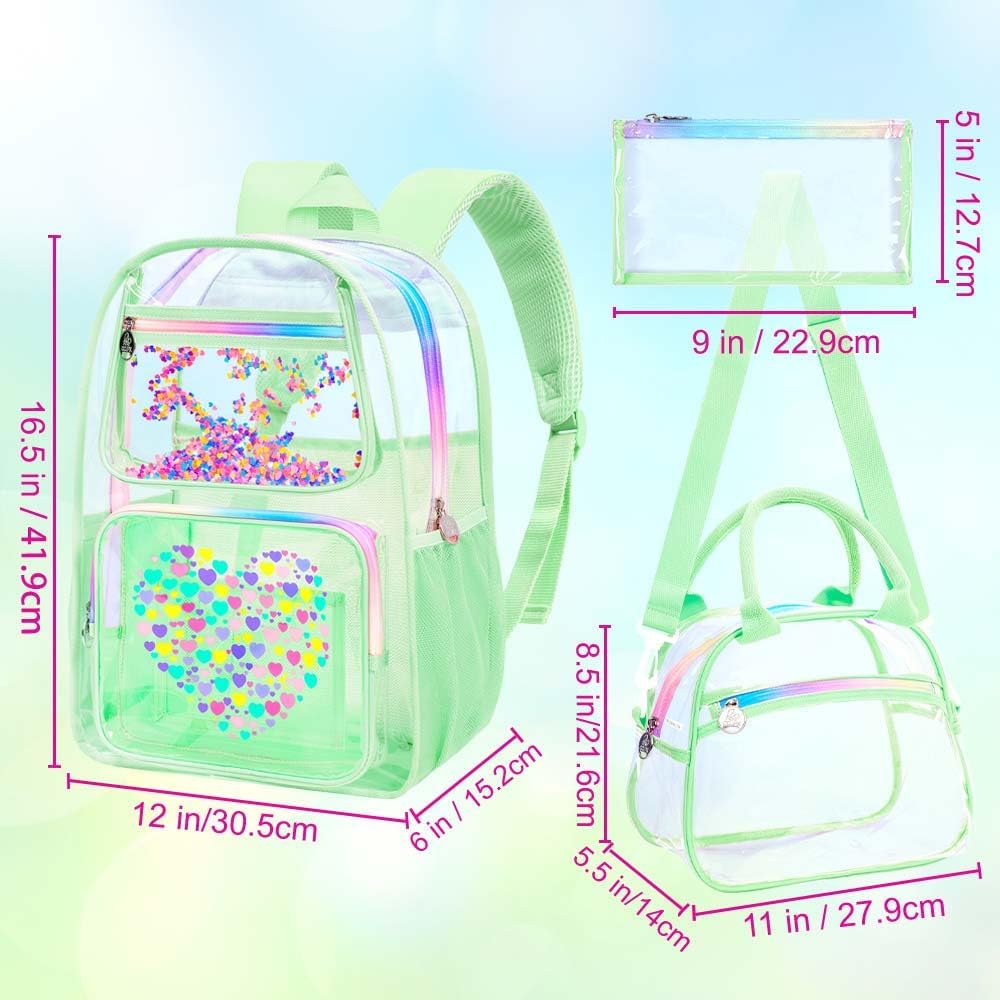 AGSDON Clear Backpack, Heavy Duty Transparent Bookbag, See Through PVC Backpacks for Women Men