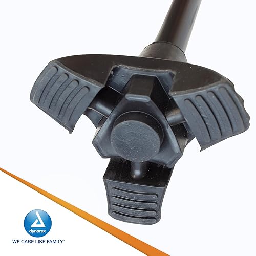 Miniatura 7 de Dynarex Bastón de pie  Proporciona soporte de movilidad  Mango en forma de T, base de 3 puntos, plegable, diseño escalonado y correa para la muñeca,