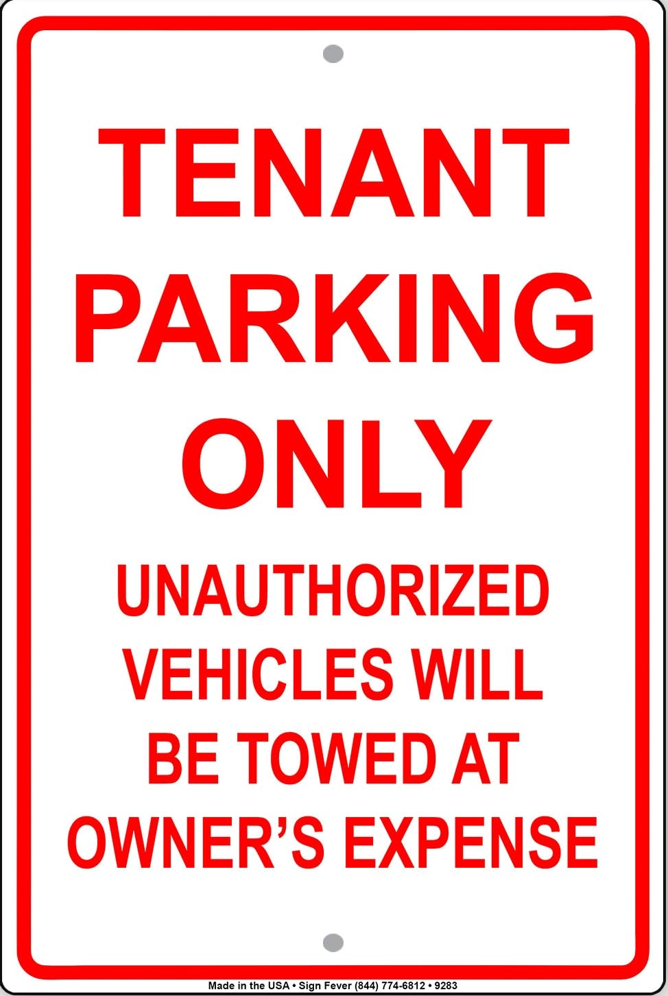 Tenant Parking Only Unauthorized Will Be Towed Decor Novelty Metal Sign