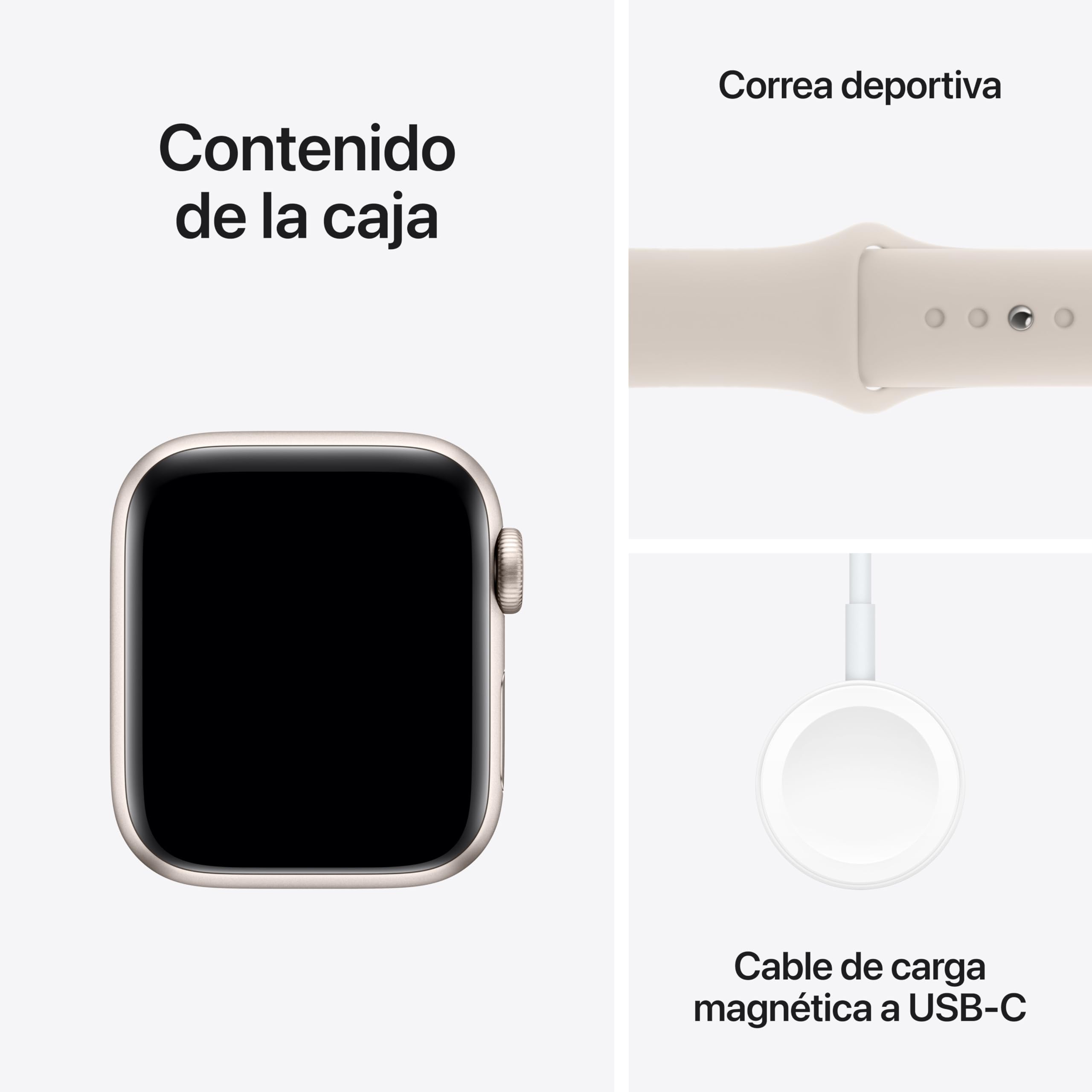 Apple Watch SE de 2.ª generación, 2023 [GPS] Smartwatch con Caja de Aluminio en Blanco Estrella de 40 mm y Correa Deportiva Blanco Estrella - Talla S/M. Monitor de entreno y sueño, Pantalla Retina — view 6