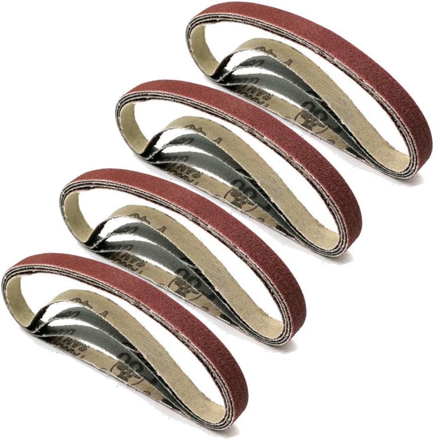 3/8 x 13 Inch Sanding Belts, 4 Each of 320/400/600/800/1000 Fine Grits, Belt Sander Tool for Woodworking, Metal Polishing, 20 Pack Aluminum Oxide Sanding Belt