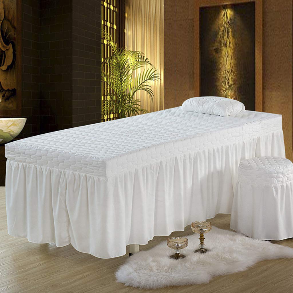 Fityle 2Pcs White 73x28 inch Microfiber Beauty Thickening Massage Table Skirt Bed Cover Solid Color: Beauty
