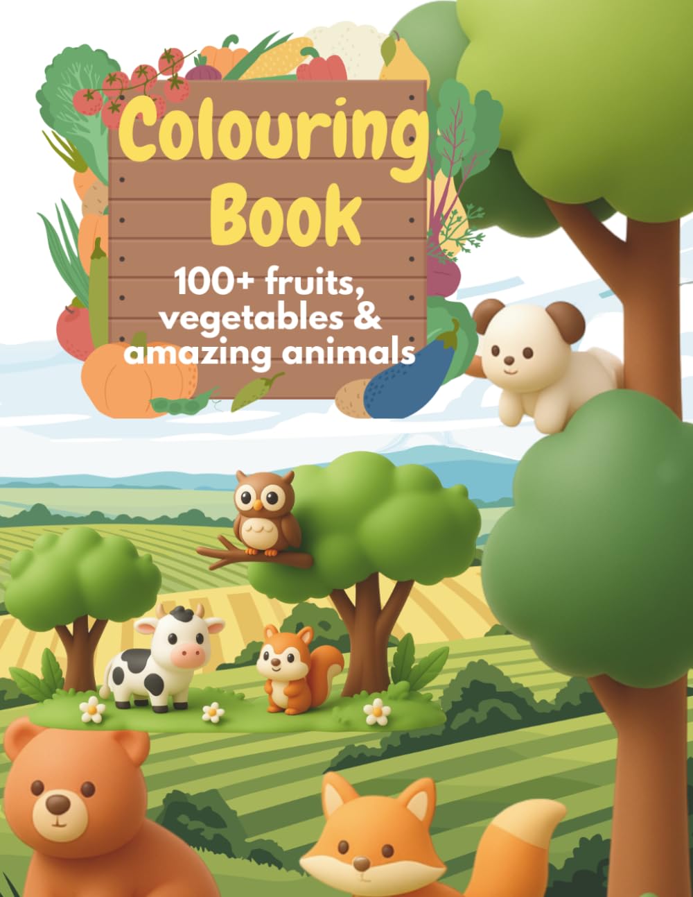 Colouring Book: Fruits, vegetables and animals series