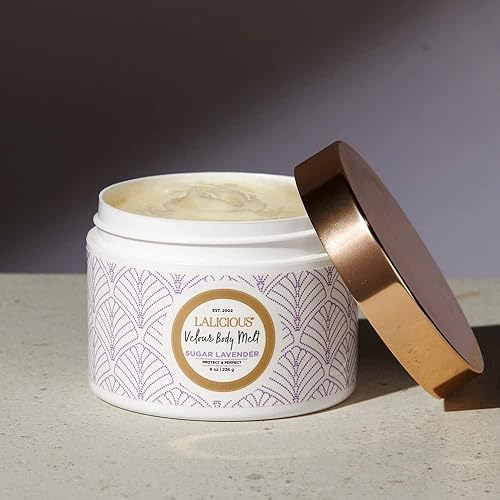 Miniatura 4 de LaLicious Sugar Lavender Velour Body Melt – Crema hidratante multitarea de gel a aceite para la piel con aceite de macadamia y aceite de coco, gel