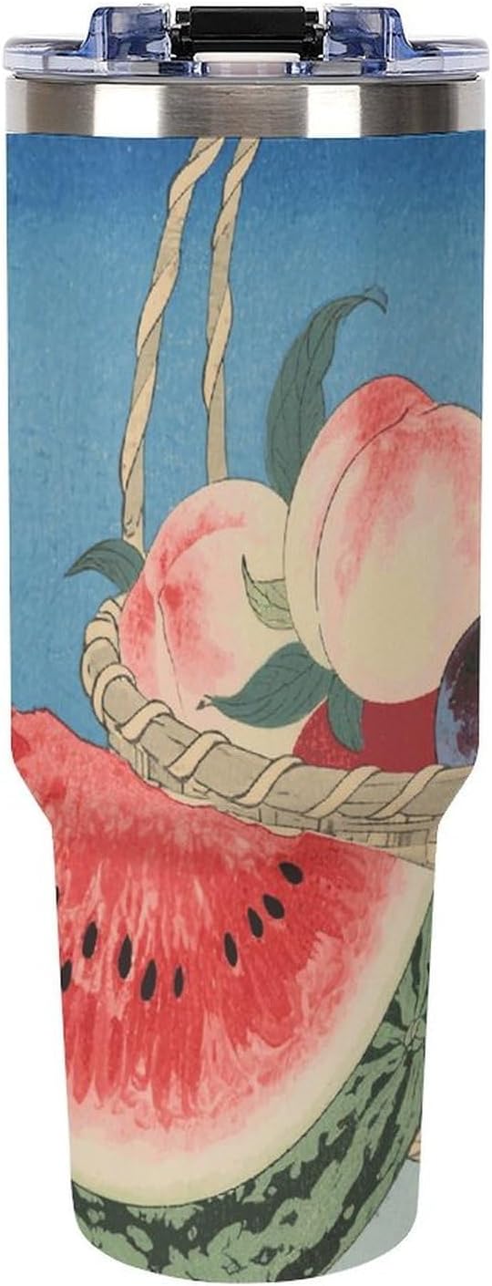 40 Oz Tumbler with Straw And Lid Vibrant Colorful Fruits Insulated Travel Coffee Mug Stainless Steel Water Bottle Vacuum Insulated Tumblers for Sport Work Car Travel Weekends