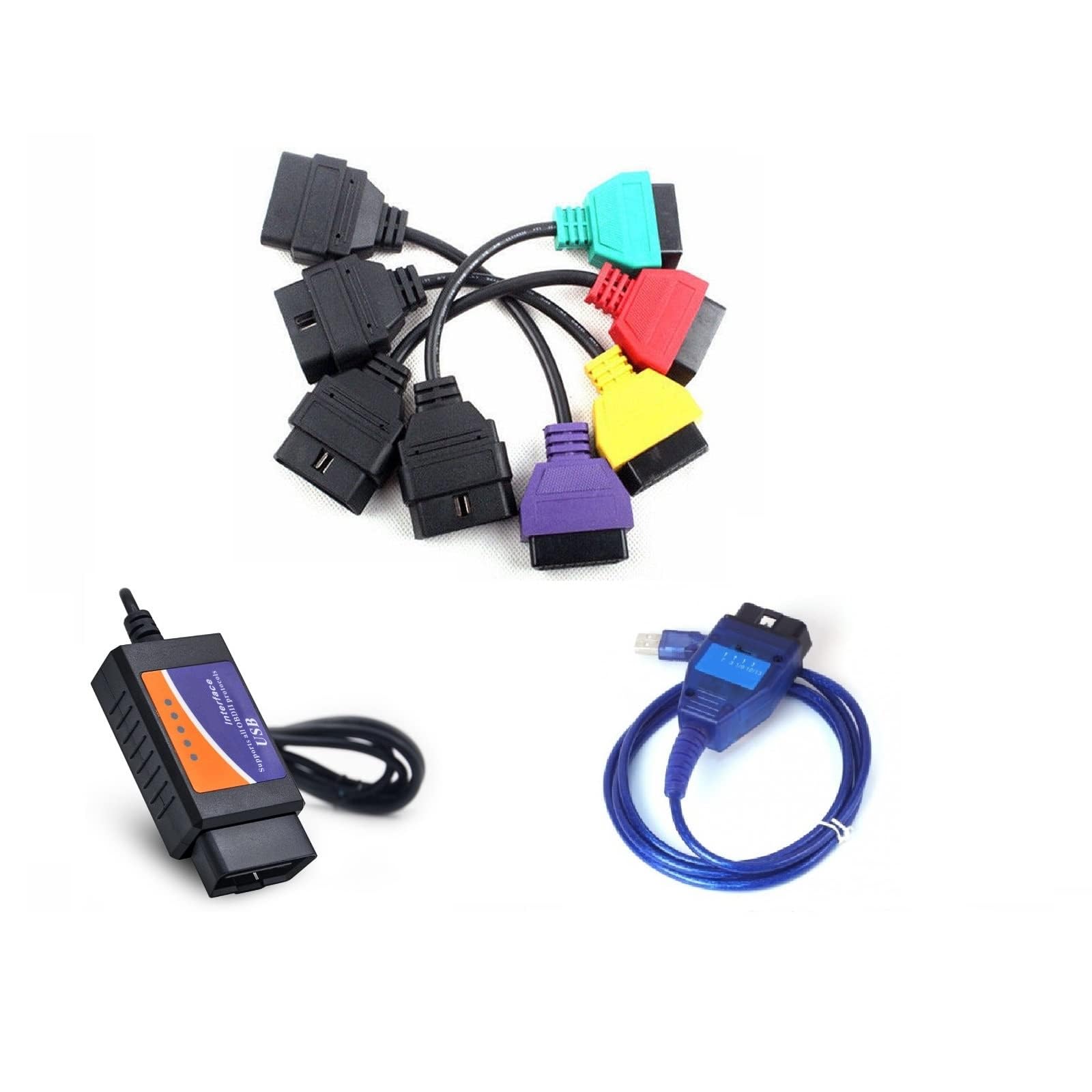 AntiBreak ECUScan ELM OBD KKL cavo motore ABS OBD2 diagnostica per auto italiane + CAN327 4 adattatori kit completo interfaccia
