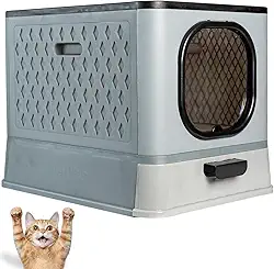 Caixa de Areia Fechada para Gatos Furba Luxo com Brindes Inclusos, Cinza