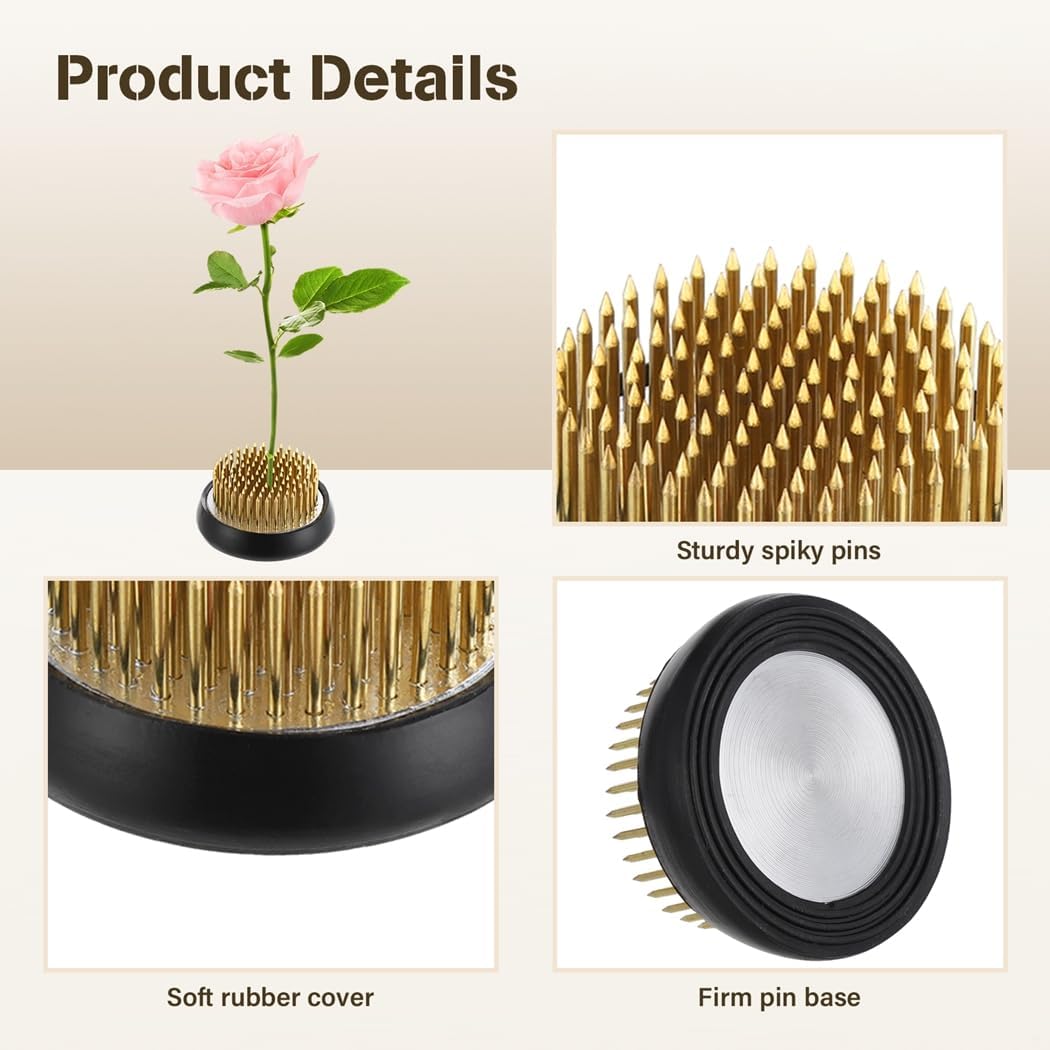 Six Pcs Flower Frogs, Japanese Vase Floral Frogs, 2.1 X 1.1 In Round Brass Flower Holders, Flower Arranger, Diy Craft, Flower Fixed Tools Pins For Flower Arrangement