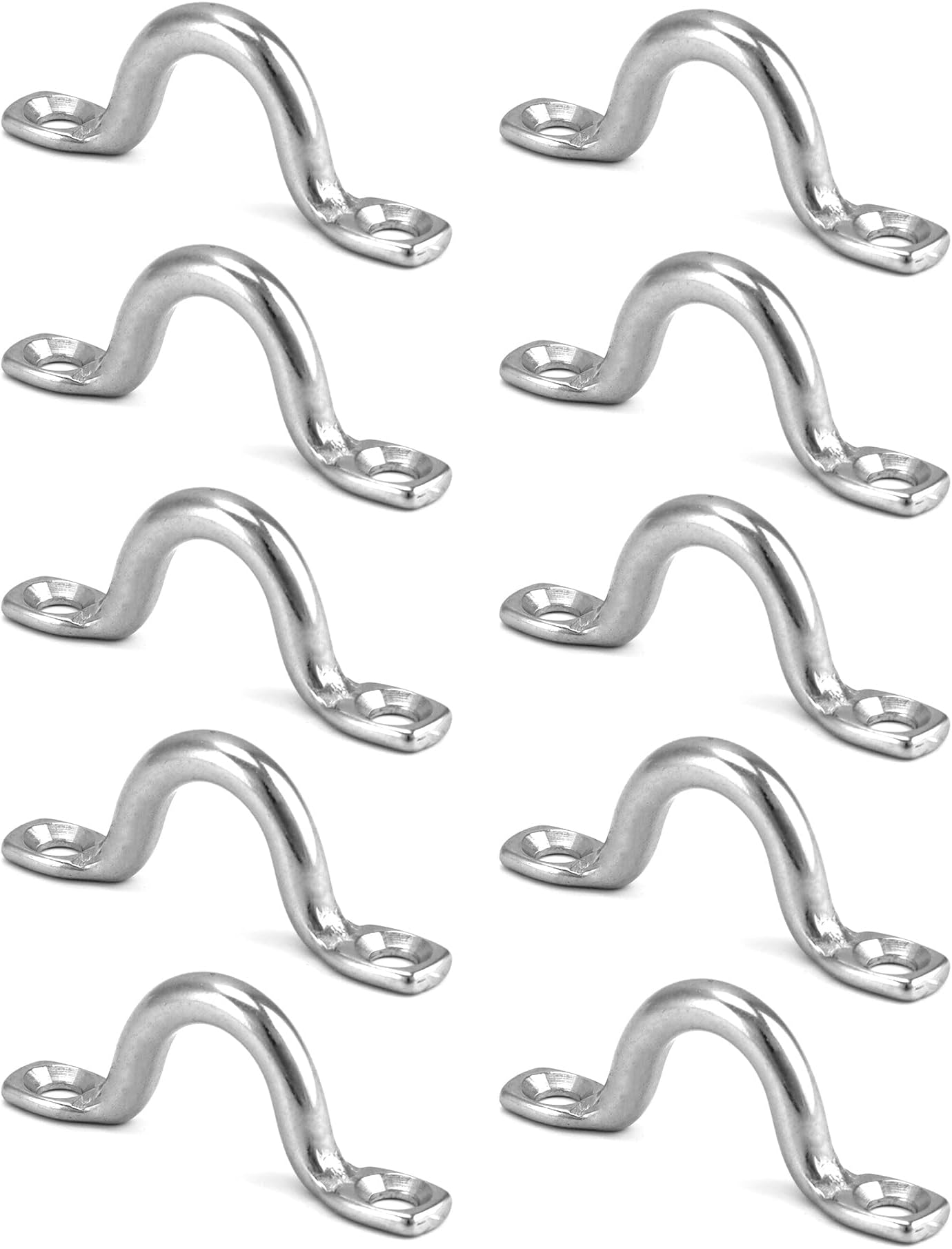 QWORK Durable Stainless Steel Boat Top Eye (Pack of 10) - 3/4" Deck Hardware Eye Straps for Kayak Tie Downs and Anchor Points