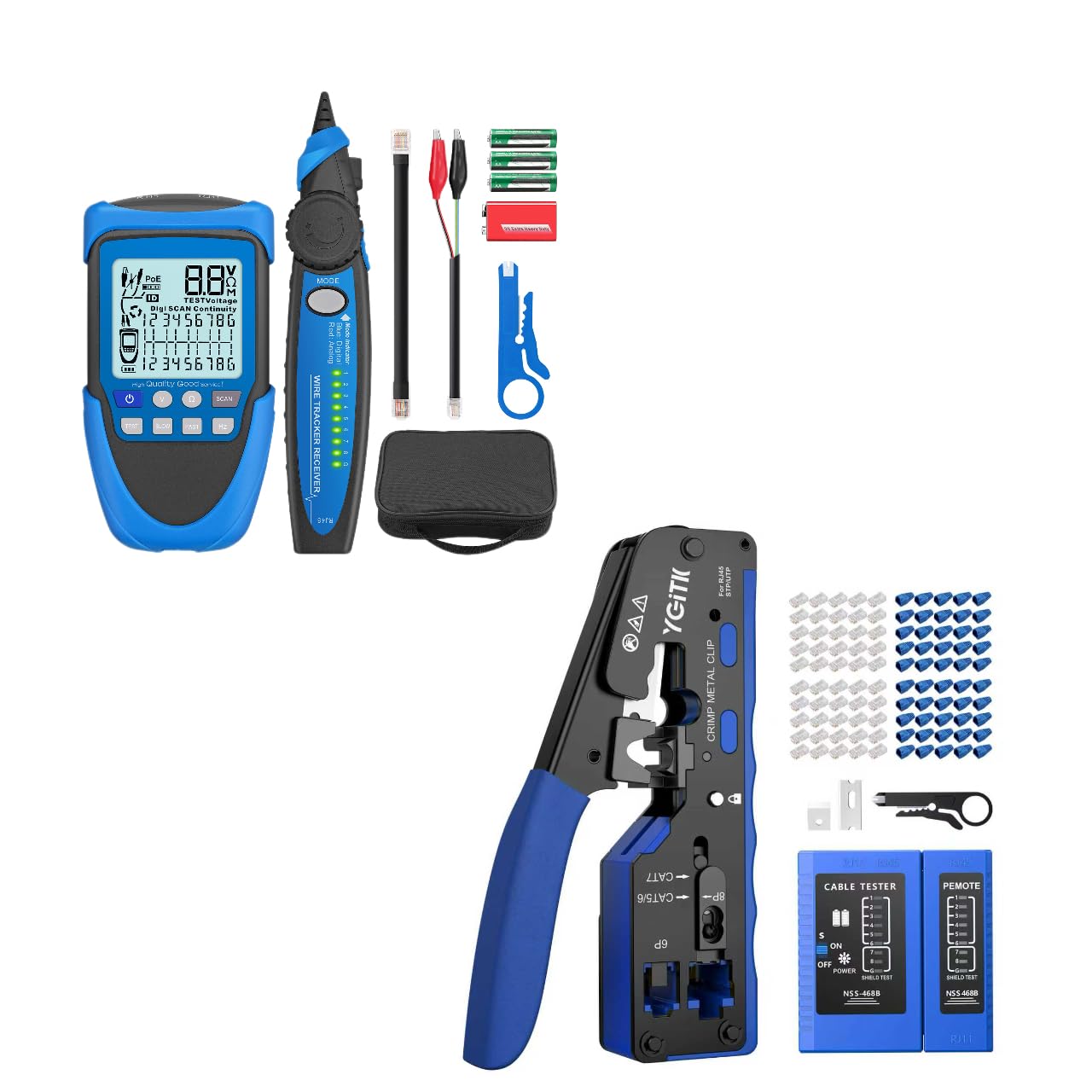 Pinza Crimpatrice RJ45 di Rete Ethernet e Tester di Cavi con POE Tester Multifunzionale di Cavi di Rete RJ45/POE