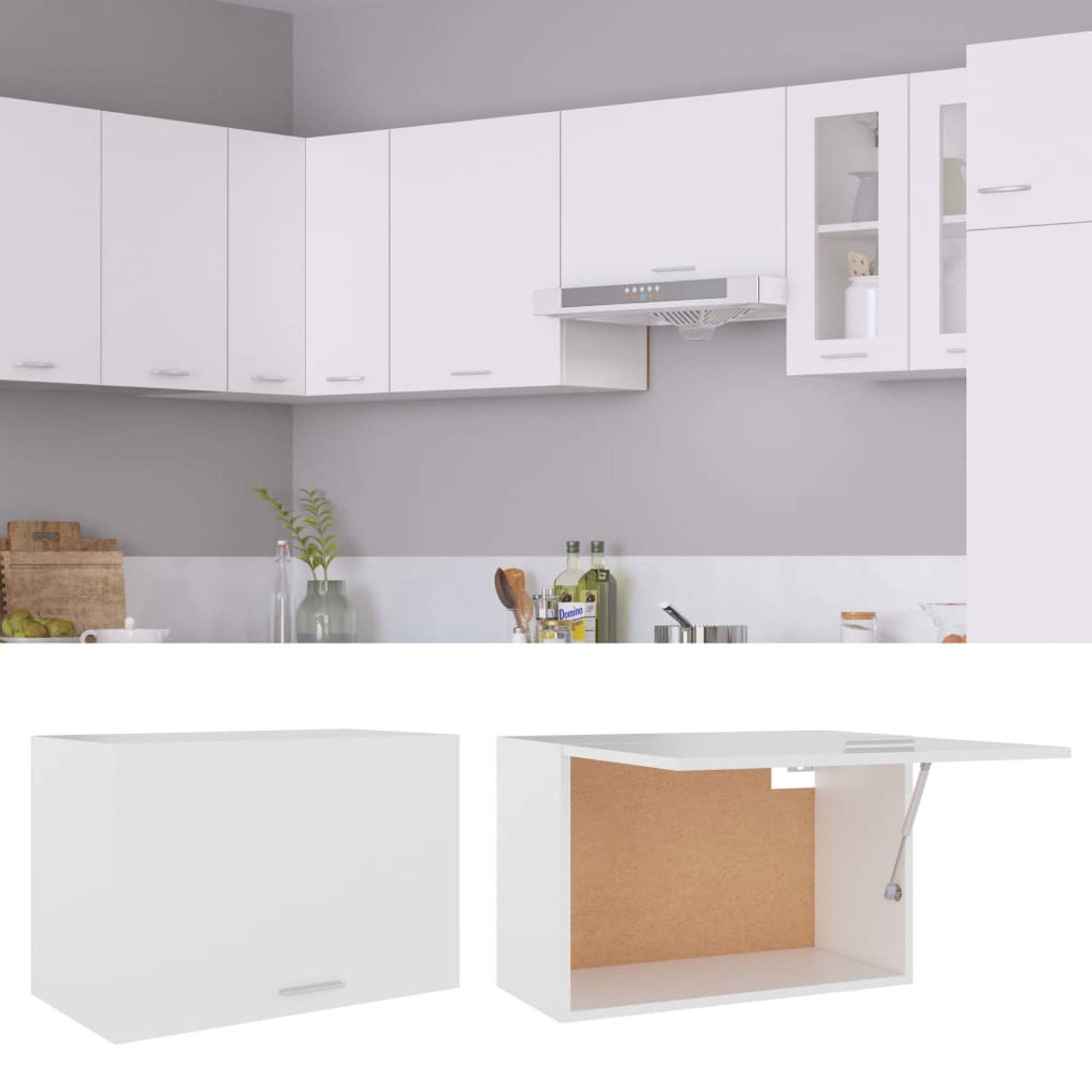 Mueble Cocina Armario Esquina Colgante Blanco 57x57x60cm - , Baño O Salón  Con 2 Estantes Organización Espacios Pequeños, image size:1601x1601