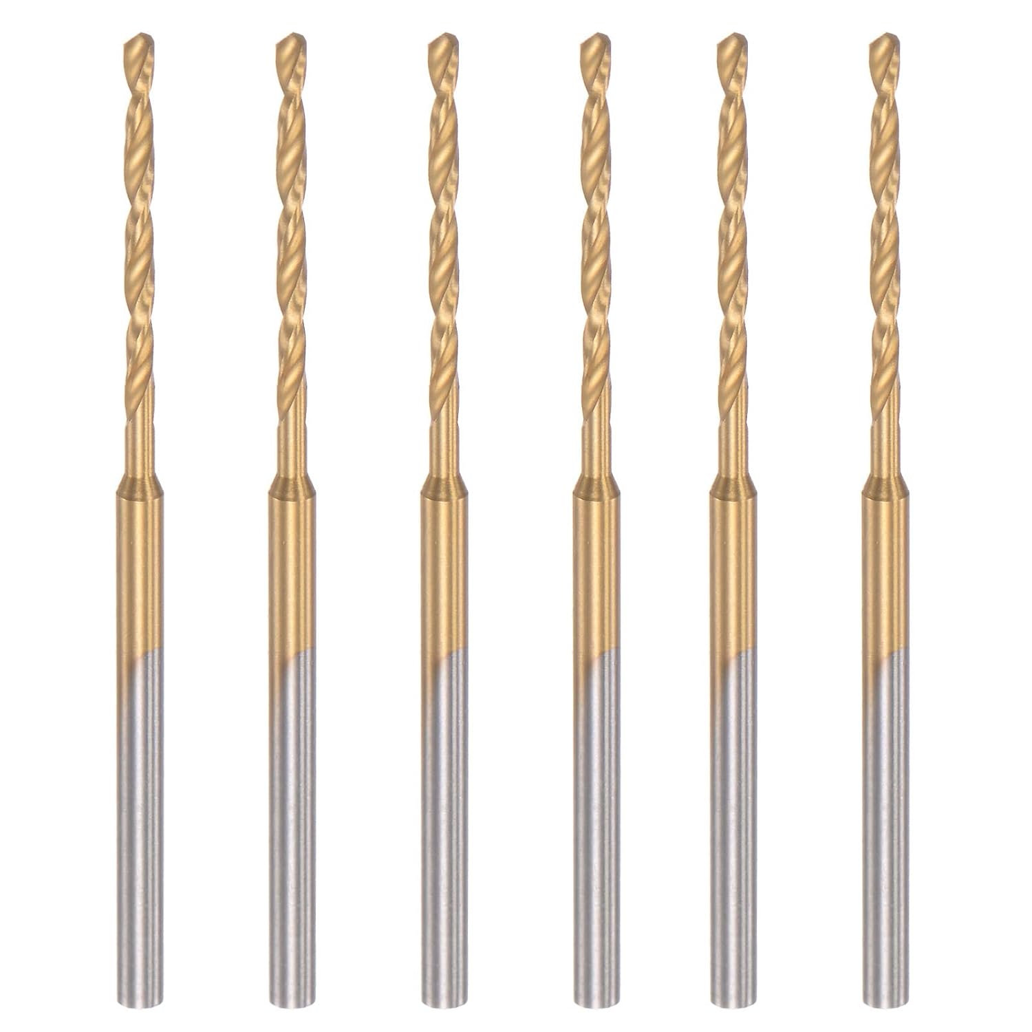 uxcell 6Pcs Mini Twist Drill Bit, 0.6mm Micro Engraving Drill Bits, High-Speed Steel 2.35mm Shank Titanium Coated for DIY Resin, Amber and Wood