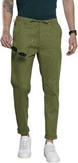 The Indian Garage Co Men Slim Fit Solid Mid-Rise Elasticated Linen Trousers Price In India