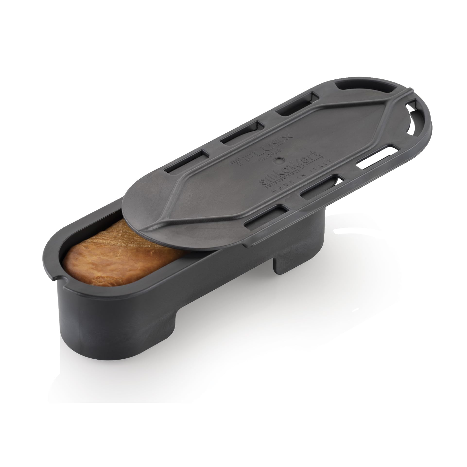 Silikomart Stampi in TplusX per Lievitati e Sfogliati a Forma di Eclair con Fori e Supporti 130x40 h 35 mm - 144 ml - Accessori Professionali Pasticceria - Stampini Monoporzione per Dolci Forno da 24