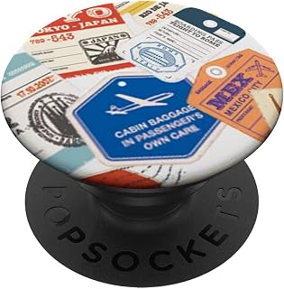 Boarding Pass Travel Stamps Airline Tags PopSockets Adhesive PopGrip
