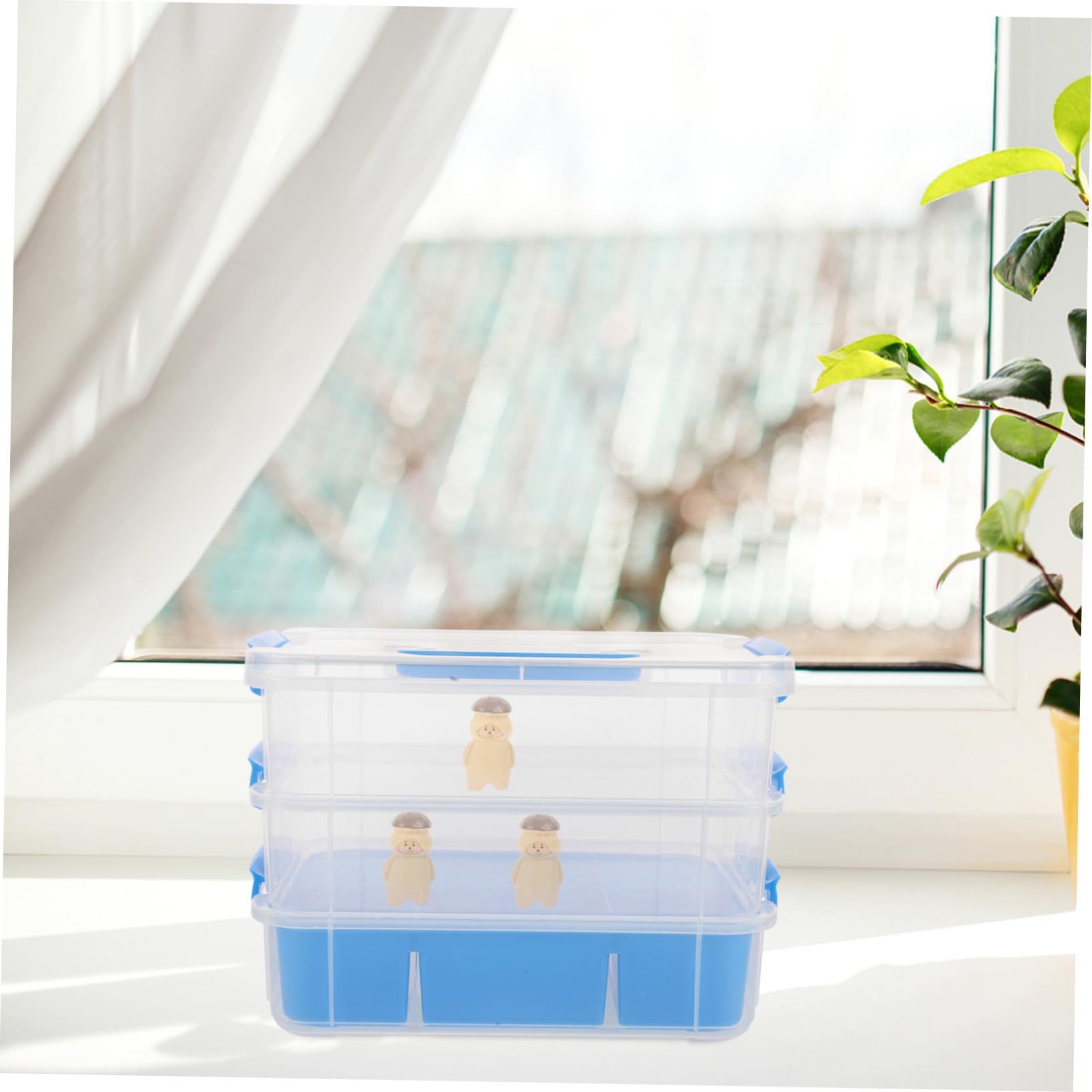 SOLUSTRE Kompakte Stapelbare Aufbewahrungsbox mit Fächern für Bastelmaterialien und Puzzles Kunststoff Organizer für Kleinteile für Schule Zuhause und Unterwegs