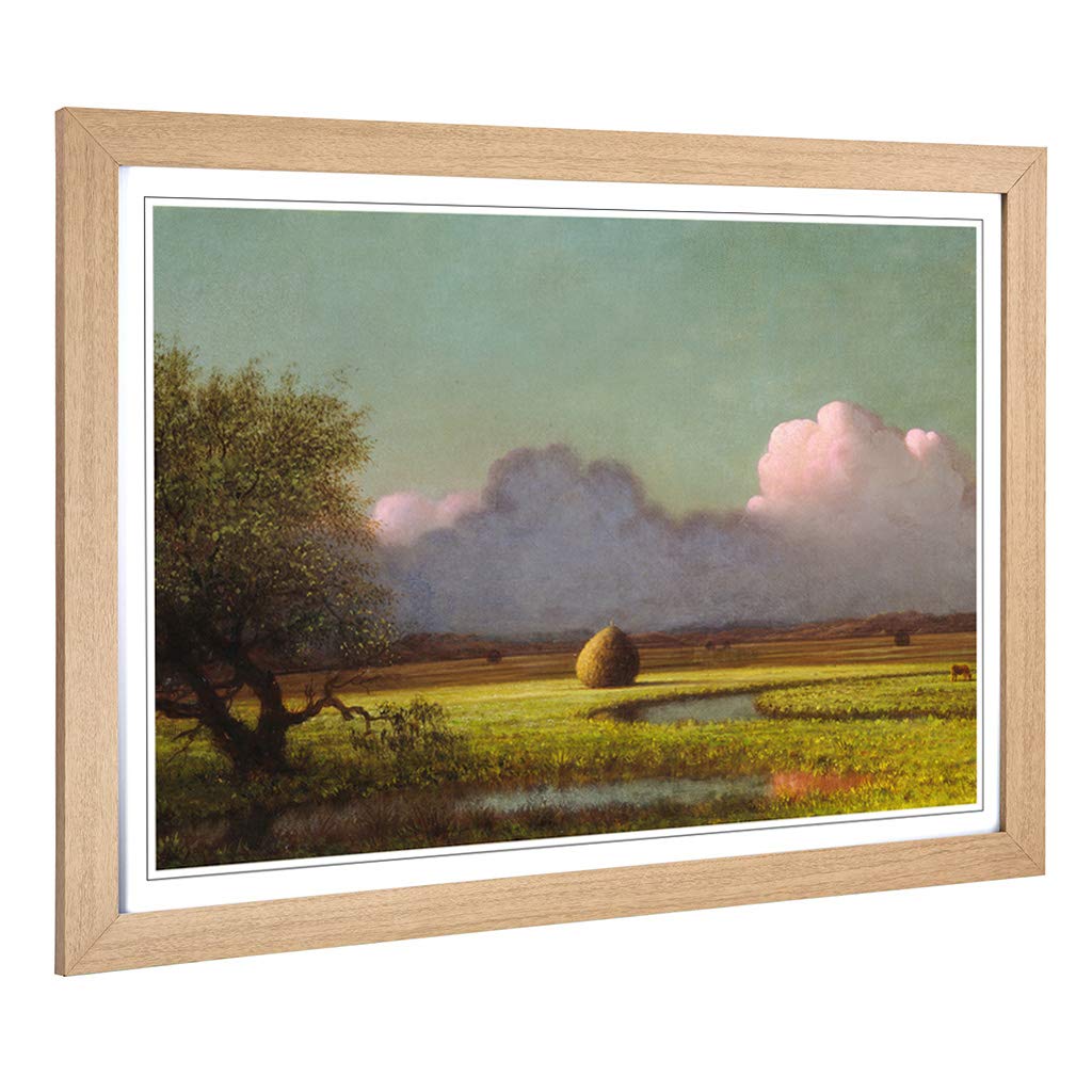 Big Box Art Framed Print of Martin Johnson Heade Sunlight and Shadow, Newbury Marshes Design | Wall Art Picture| Home Decor for Living Room, Bedroom, Office, Oak, A2 / 24.5x18 Inch / 62x45cm