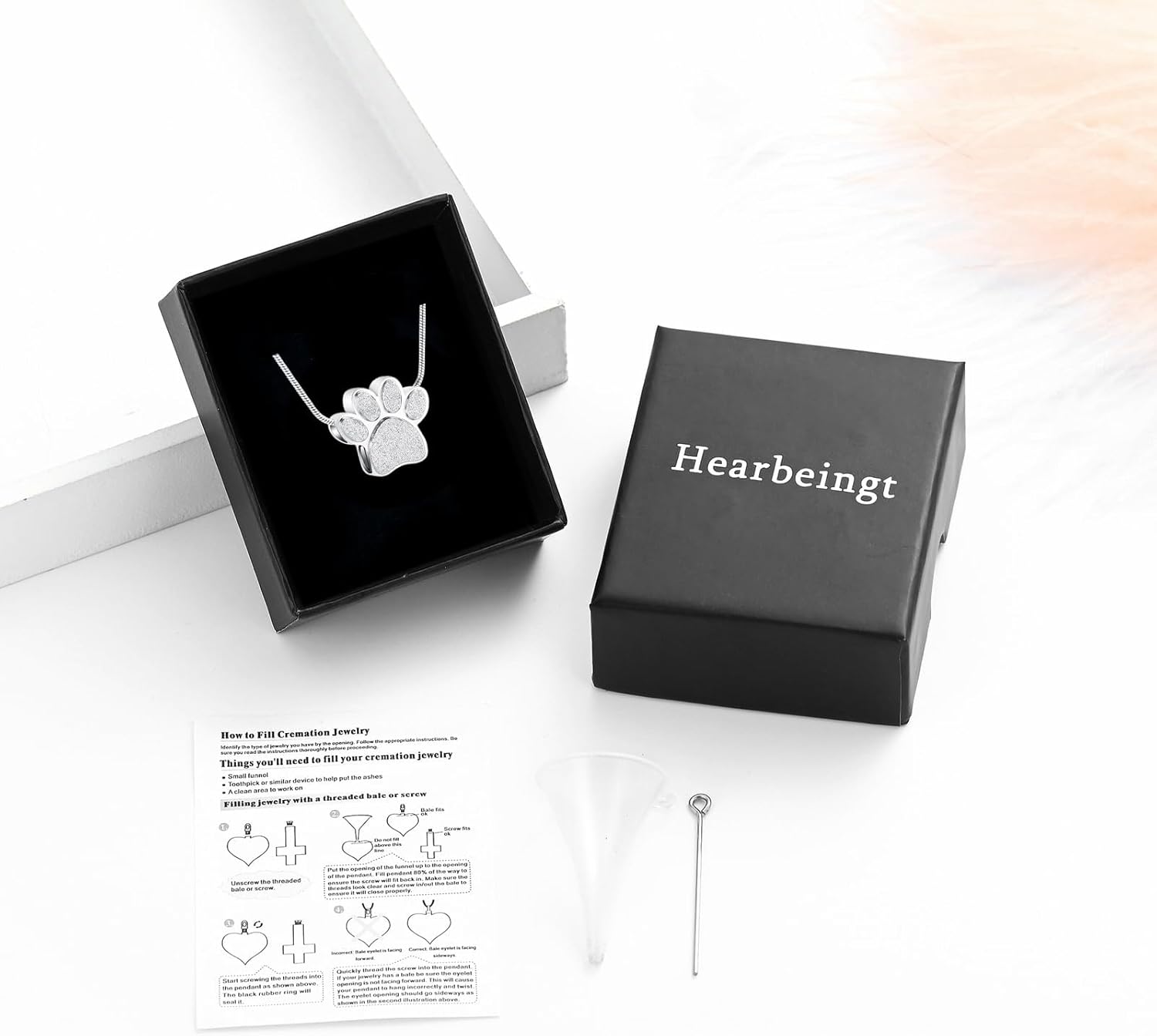 Hearbeingt Pet Cremation Jewelry for Ashes Urn Necklace Paw Print Pet Keepsake Jewelry for Dog's/Cat's Ashes Pendant Memorial Gifts - Image 7