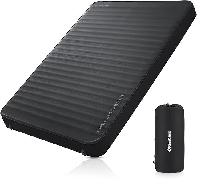 KingCamp Self Inflating Camping Mat Air Mattress Inflating Air Bed Inflatable Roll Mat Foam Sleeping Pad Double (79.1"x50.3"x3.0") Portable Large Thick Warm for Camping Hiking Traveling Indoor