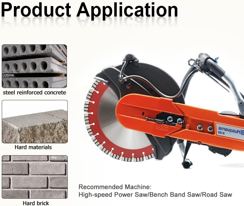 SHDIATOOL 14 Inch Concrete Saw Blade with Laser Welded Premium Turbo Segments Dry or Wet Cutting