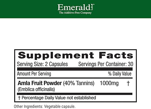 Miniatura 2 de EMERALD LABS Amla Fruit - Suplemento de amla premium sin gluten para apoyar la salud ocular, inmune y digestiva, incluye taninos estandarizados, 60