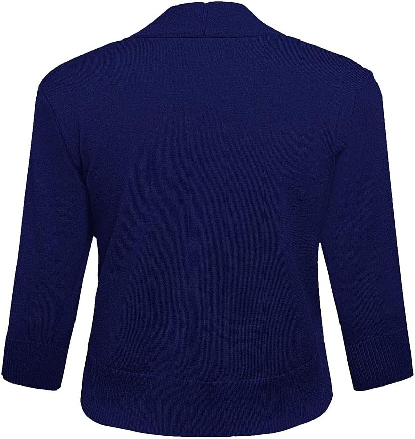 AAMILIFE Women's 3/4 Sleeve Cropped Cardigans Sweaters Jackets Open Front Short Shrugs for Dresses - Image 3