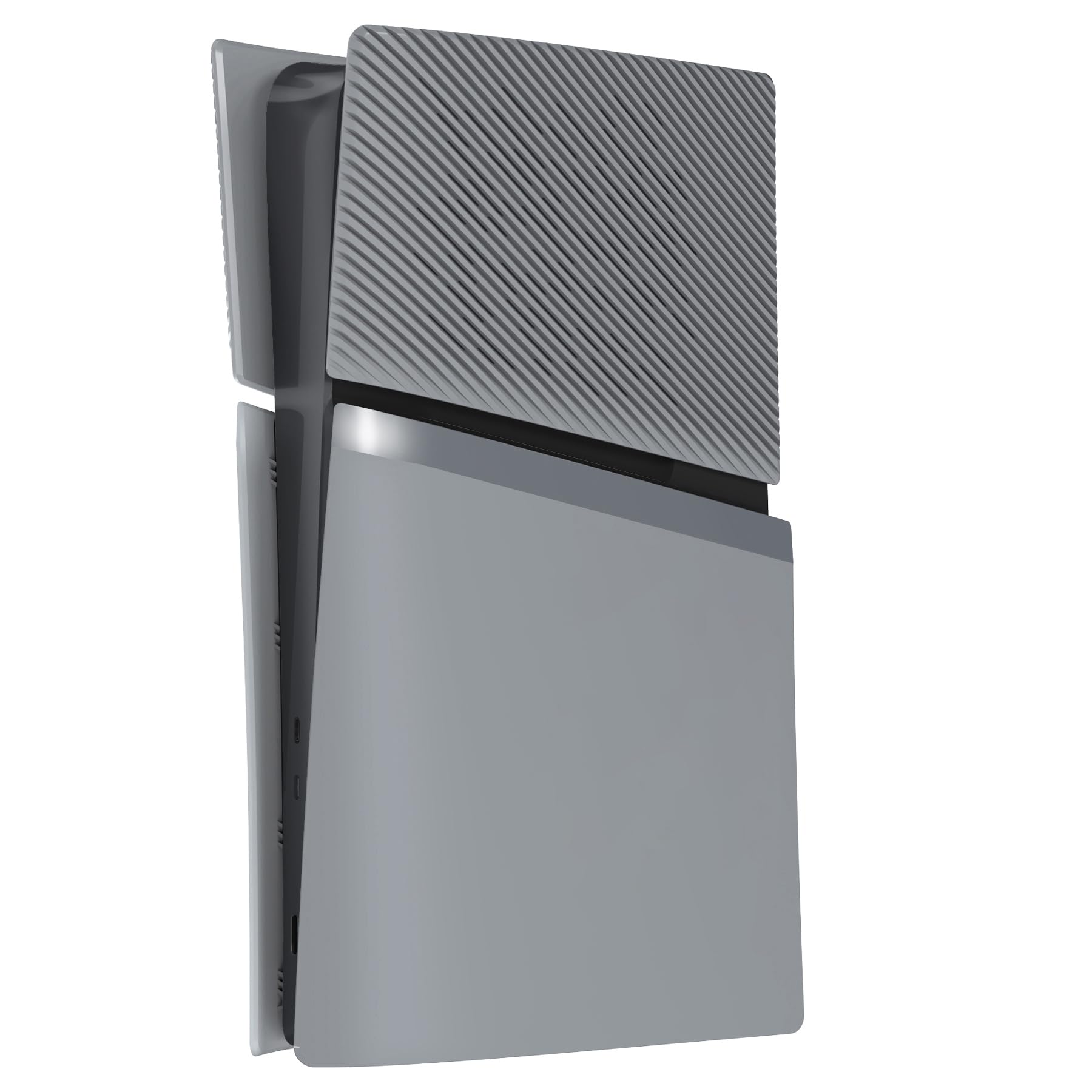 eXtremeRate eXcover Carcasa Superior e Inferior de Repuesto Compatible con ps5 Slim Edición Digital, Paneles Laterales y Tapa Trasera con Ventilación para ps5 Slim Digital Consola - New Hope Gray