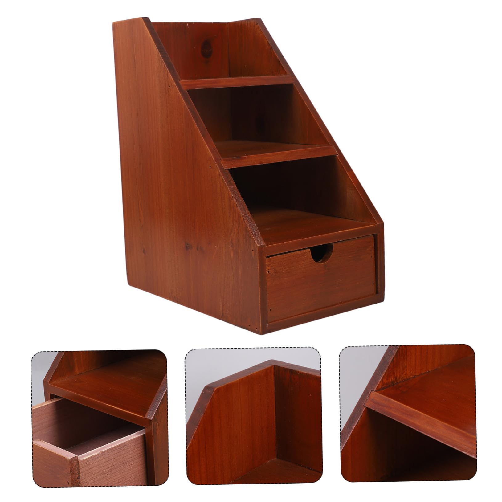 Organizer da Scrivania Multilivello in Legno Cassetto Coffee | Scomparti Separati e Capienza Ampia, per Workplace e Nightstand, Finitura Elegante e Pratica