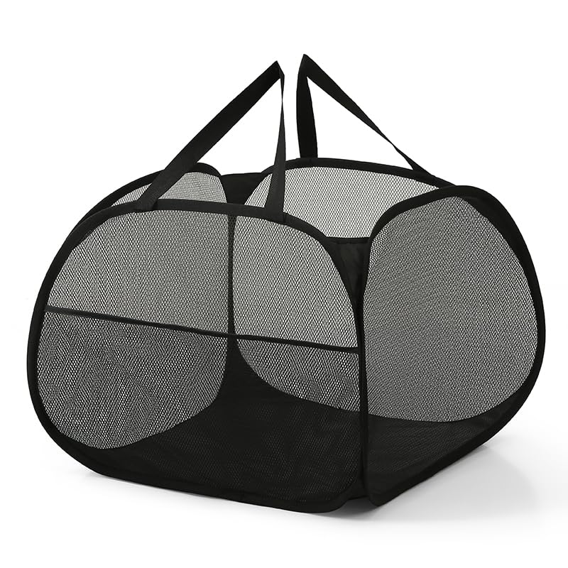 Pop Up Wäschekorb Faltbarer Wäschekorb 90L Wäschetonne Wäschekorb klappbar mit Griff laundry basket Aufbewahrungskorb für Kinderzimmer Camping Und Reisen (schwarz)