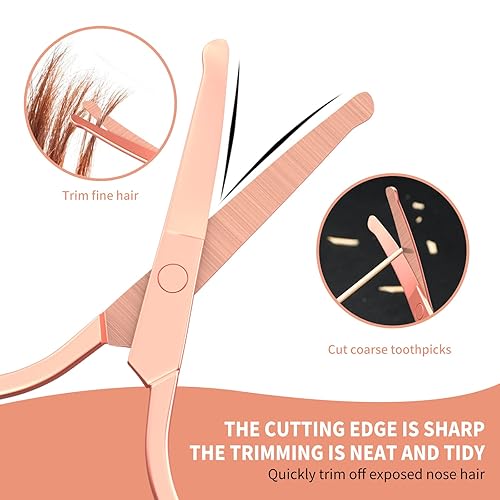 Miniatura 20 de Tijeras pequeñas con diseño de punta redonda – Aseo profesional para el cabello, pestañas, nariz, corte de cejas, bigote – no dañará la cavidad