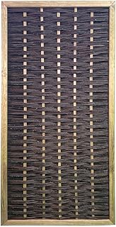 Sichtschutzwand "Mia2" 180x90cm aus gekochter Weide und Holzrahmen gebeizt mit Gehrungsschnitt von bambussi.com