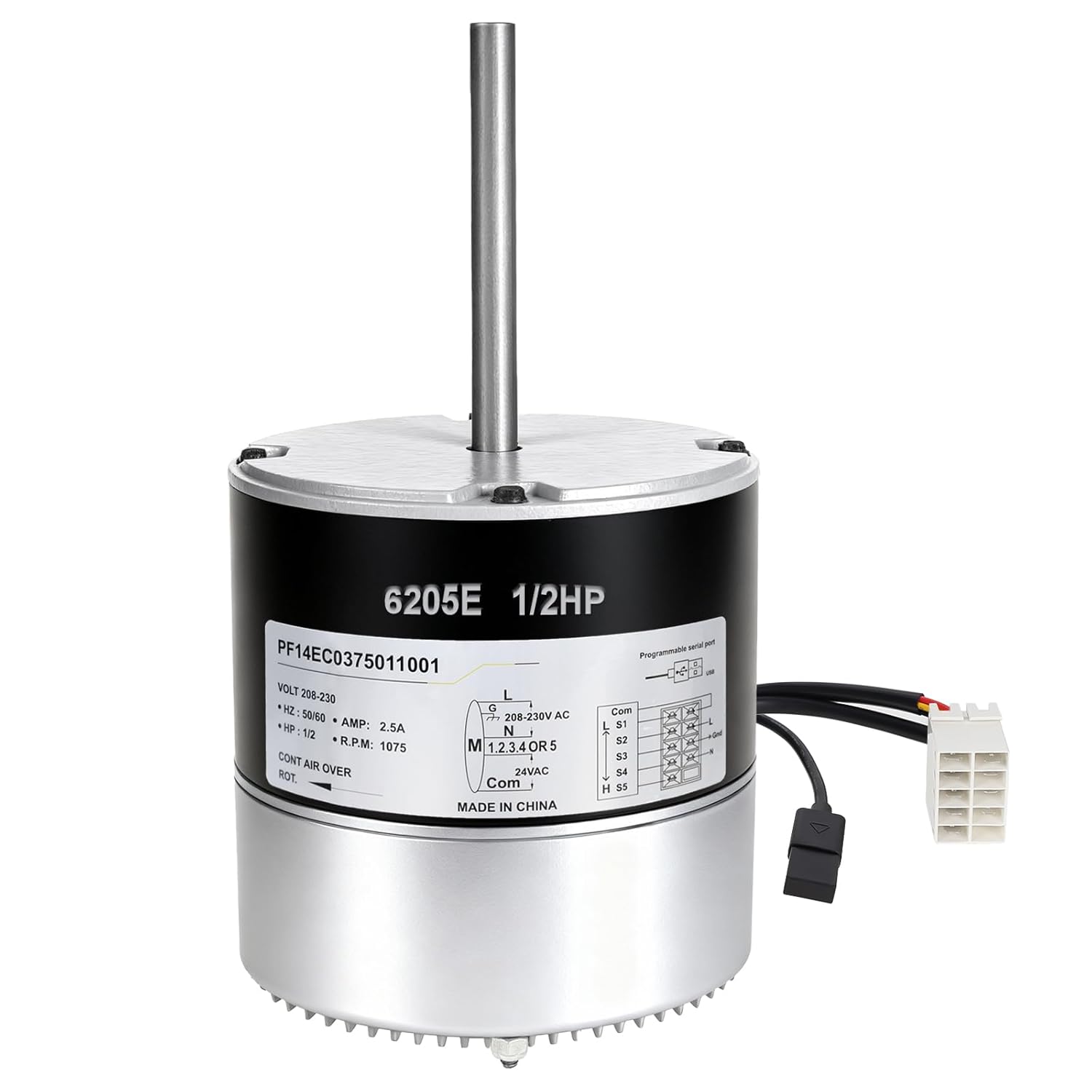 1/2 HP ECM X-13 Furnace Blower Motor 6205E, 208/230V 3.8A, 1050RPM, Multi-Speed Constant Torque, No Programming Required, Compatible with American Standard/Trane/Carrier/ICP Systems, 1-Year Warranty