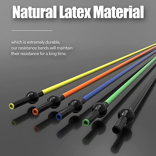 Miniatura 7 de Juego de bandas de resistencia con asas grandes bandas de goma natural apilables de hasta 150 libras viene como un juego de 5 bandas de