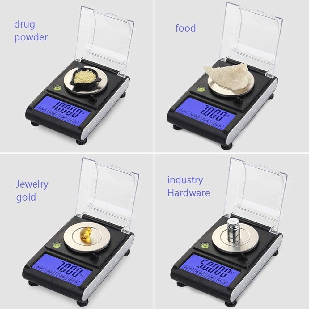 Bilancia da Cucina, Bilancia analitica 0,001, Bilancia Tascabile Digitale milligrammo ad Alta precisione 50G X 0,001G, Bilancia da Laboratorio ad Alta precisione Ampio Display LCD, Ele