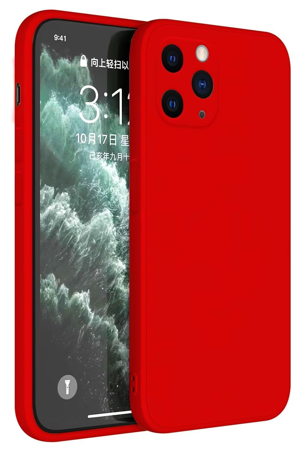 Topme Funda para iPhone 11 Pro (5.8" Inches) Carcasa Caja Case Estuche, Funda Protectora de Piel de Silicona TPU - Rojo Chino