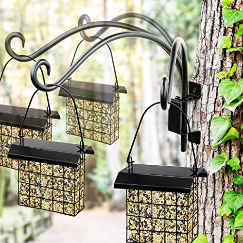 Image of AJART Bird Feeder Hangers Outdoor: 12-Inch Swivel Hanging Plant Bracket for Wall Mount - Swivel Plant Hook for Flower Basket