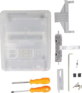 CUIFATI Shell Replacement for, Transparent White ABS Protective Case with Accessories for SFC NA NTSC, JP NTSC J, EU PAL Cartridges