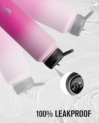 Miniatura 6 de Coolplus Botella de agua de 40 onzas aislada, frasco de agua de acero inoxidable con pajilla, de metal de doble pared al vacío con funda de