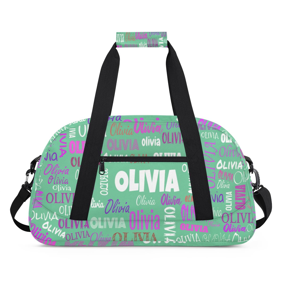 Custom Named Dance Ballet Bag Girls, Gym Bag Sports Travel Duffle Bag Tote Carry On Weekend Sports Travel Bag, Light Green Solid Color