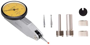 Horizontal Dial Test Indicator 0-4-0, 0.008" Range 0.0001" Graduation Jeweled Bearing with Carbide Contact Point, 3/8 Stem & Knurled Clamp